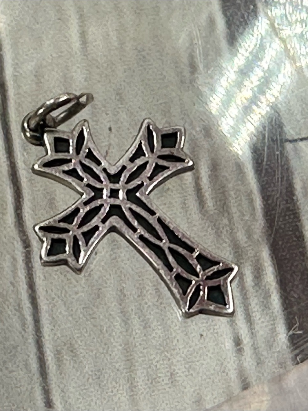 James Avery retired lattice Cross Pendant charm bracelet Sterling faith jewelry
